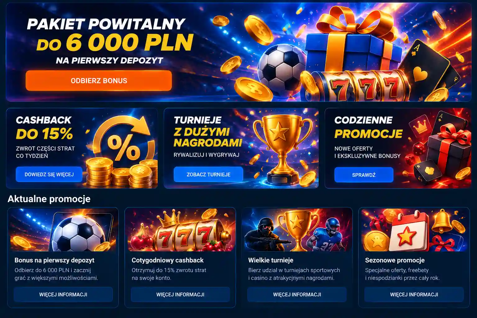 Strona promocji Mostbet z widocznymi aktywnymi ofertami: pakiet powitalny, cashback, turniej